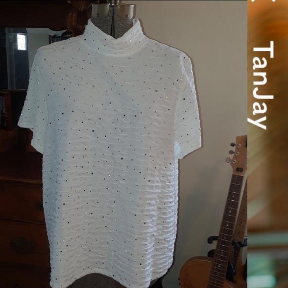 Size Xlarge sparkly sequence the chiffon TanJay blouse shirt - Picture 16 of 16